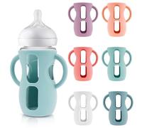 KTCINA 6Pcs Silicone Baby Bottle Sleeves with Handle, 240ml Glass Baby Bottle Sleeve Anti Slip Bottles Covers Protective Nursing Milk Bottles Cases for Newborns and Infants