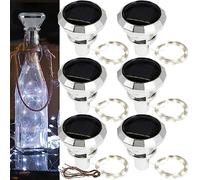 KTCINA 6Pcs Solar Wine Bottle Lights 20 LED Wine Bottle Lights with 2M Copper Wire IP65 Waterproof Solar Cork Light Auto On/Off Decorative Lamp for Festival Wedding Christmas Party (White)