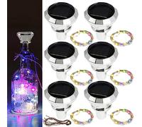 KTCINA 6Pcs Solar Wine Bottle Lights 20 LED Wine Bottle Lights with 2M Copper Wire IP65 Waterproof Solar Cork Light Auto On/Off Decorative Lamp for Festival Wedding Christmas Party (Colorful)