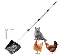 KTCINA Chicken Poop Scooper, 2 in 1 Adjustable Litter Scoopers Head for Sand, Chicken Poop Scooper Rake with 59" Inch Long Handle Sand Sifting Shovel for ChickenCoop & Pet