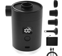 KTCINA Electric Air Pump with 4 Nozzles, 3600mAh Mini Air Mattress Pump with Digital Power Display USB Rechargeable Camping Electric Pumps for Inflatables Beds Sofas Mattresses Swim Rings(Black)