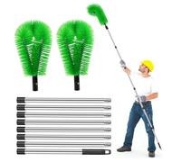 KTCINA Gutter Cleaning Brush, 10.5 Ft Extendable Roof Cleaning Brush Roofing Tool, 2 Brushes and 8 Telescopic Poles Roofing Tool Hangable Gutter Cleaner for Cleaning Debris Leaves (Soft Brush Head)