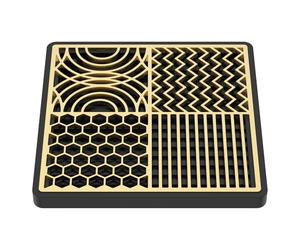 KTCINA Ice Stamp Tray for Cocktails & Whiskey, Brass Ice Cube Imprinter with Silicone Mat Square Ice Molds Stamps for Clear Ice Cubes