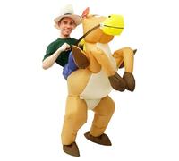 KTCINA Inflatable Horse Costume Adults Funny Fancy Dress Horses Blow up Costume with Fan & Hat Waterproof Cowboy Ride on Horse Costumes for Men Women Fancy Dress Up Cosplay Halloween Party 160-200cm