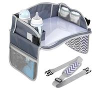 KTCINA Kids Travel Tray, Car Seat Tray for Kids Travel Car Seat Lap Table with Adjustable Strap, Toddler Lap Desk Organizer, Activity Organizer & Snack Holder, Road Trip Essentials for Kid
