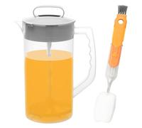 KTCINA Mixing Pitcher for Drinks, 2.4L Plastic Water Pitcher with Lid and Brush, Wide Mouth Breast Milk Jug with Mixer Plunger Beverage Container for Cold Brew Coffee, Juice, Lemonade Tea Drinks
