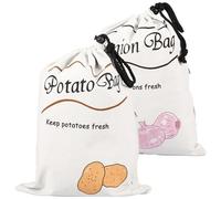KTCINA Potato Onion Storage Bag, 26x35cm Vegetable Storage Bag Produce Bag Drawstring Bags for Produce Canvas Potato Bag Pepper Bag Onion Bag for Keep Potatoes Onions Vegetables Fresh (2Pcs)