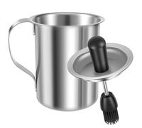 KTCINA Sauce Basting Pot with Silicone Brush 500ML Stainless Steel Basting Pot and Brush BBQ Basting Brush for Grill Practical Sauce Oil Basting Set Grilling Sauce Pot for Cooking Grilling
