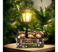 KTCINA Solar Cow Garden Statue, Resin Highland Cow Garden Ornaments with Flower Decoration Funny Solar Light Lantern Statues Figurines Decor for Outdoor Yard Patio Lawn Pathway(Style1)