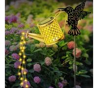 KTCINA Solar Watering Can Light, LED Solar String Lights with Hummingbird Retro Metal Hanging Lantern Outdoor Garden Ornaments Waterproof Fairy Waterfall Light for Yard Lawn Pathway Decoration