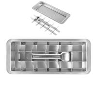 KTCINA Stainless Steel Ice Cube Tray, 18 Slot Removable Ice Cube Maker with Easy Release Handle, Metal ICES Tray with Lever Dishwasher Safe for Kitchen & Bar Frozen Foods Whiskey Juice Chocolates