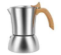 KTCINA Stovetop Espresso Maker Stainless Steel, 200ml/4 Cups Italian Espresso Coffee Pot with Wood Handle, Portable Stovetop Moka Pot Cuban Coffee Maker for Gas/Propane/Electric Stoves