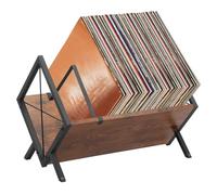 KTCINA Vinyl Record Storage Rack with Adjustable Divider, 80 LP Wooden Metal Vinyl Record Holder Decorative Album Stand Records Display Shelf for Albums Magazines Books Mails