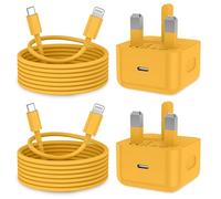 KTDRJN for iPhone Charger, 2Pack PD20W Fast Apple Charger 3.0A, iPhone charger fast charge with USB C To Lightning Cable 2M for iPhone 14 13 12 11 Pro Max XS XR X 8 7 6 Plus 5, iPad and iPod-Yellow