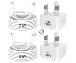 KTDRJN for iPhone Charger Fast Charge, 2Pack PD 20W Fast Apple Charger Cable 2M, iPhone Fast charger Plug with USB C To Lightning Cable for iPhone 14 13 12 11 Pro Max XS XR X 8 7 6 Plus, iPad and iPod