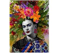 KTGEDH Poster Picture Print Art, Vintage Flowers Woman Frida Kahlo Self-Portrait Painting for Wall Artwork, Modern Aesthetic Room Decor for Girls Women Home Bedroom, Frameless,70×100cm