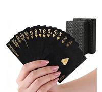 KTGUK Black Gold Deck Of Cards,Cool Gold Black Magic Poker Cards,Waterproof Plastic Playing Diamond Magic Poker Deck of Card,for Family Friends Gift Party Game(Black)