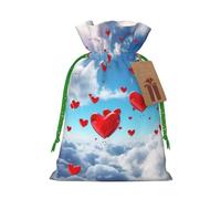 KTHSNSKL Christmas Gift Bags Drawstring Santa Bag Buffalo Christmas Burlap Bags with Gift Tags Goody Present Pouch hearts in the sky Wrapping Sacks for Xmas Presents Party Favor Wrap Sack