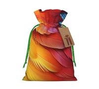 KTHSNSKL Christmas Gift Bags Drawstring Santa Bag Buffalo Christmas Burlap Bags with Gift Tags Goody Present Pouch Fantastic Parrot Feather Wrapping Sacks for Xmas Presents Party Favor Wrap Sack