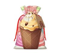 KTHSNSKL Christmas Gift Bags Drawstring Santa Bag Buffalo Christmas Burlap Bags with Gift Tags Goody Present Pouch Ice Cream Wrapping Sacks for Xmas Presents Party Favor Wrap Sack