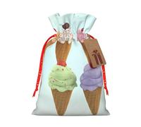 KTHSNSKL Christmas Gift Bags Drawstring Santa Bag Buffalo Christmas Burlap Bags with Gift Tags Goody Present Pouch Ice Cream Cones Wrapping Sacks for Xmas Presents Party Favor Wrap Sack