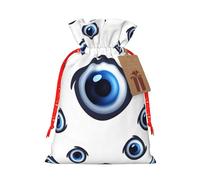KTHSNSKL Christmas Gift Bags Drawstring Santa Bag Buffalo Christmas Burlap Bags with Gift Tags Goody Present Pouch Evil eyes Wrapping Sacks for Xmas Presents Party Favor Wrap Sack