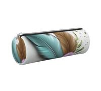 KTHSNSKL Leather Pen Case with Zipper - Aesthetic Pen Holder Feather flower Pencil Case for Women & Men - Handcrafted Pencil Bag Multi-Functional Travel Cosmetic Case for Work Office Tool Pouch