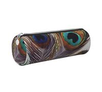 KTHSNSKL Leather Pen Case with Zipper - Aesthetic Pen Holder Peacock feather Pencil Case for Women & Men - Handcrafted Pencil Bag Multi-Functional Travel Makeup Box for Work Office Tool Pouch