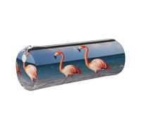 KTHSNSKL Leather Pen Case with Zipper - Aesthetic Pen Holder Pink Flamingo Pencil Case for Women & Men - Handcrafted Pencil Bag Multi-Functional Travel Cosmetic Bag for Work Office Tool Pouch