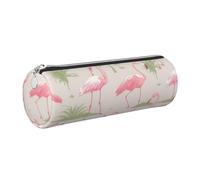 KTHSNSKL Leather Pen Case with Zipper - Aesthetic Pen Holder Pink Flamingos Pencil Case for Women & Men - Handcrafted Pencil Bag Multi-Functional Travel Cosmetic Case for Work Office Tool Pouch