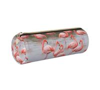 KTHSNSKL Leather Pen Case with Zipper - Aesthetic Pen Holder Pink Flamingos Pencil Case for Women & Men - Handcrafted Pencil Bag Multi-Functional Travel Cosmetic Case for Work Office Tool Pouch