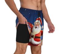 KTHSNSKL Mens Swim Trunks Quick Dry Board Shorts Mesh Lining Men Swim Shorts Christmas Santa Claus Beach Bathing Suits