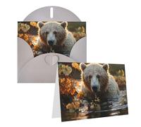 KTHSNSKL Thinking of You Card with Envelopes Bear crossing the river Greeting Card 4x6 Notecards Happy Birthday Cards Wedding Blank Thank You Cards Baby Shower All Occasion GreetingCards
