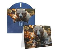 KTHSNSKL Thinking of You Card with Envelopes Bear crossing the river Greeting Card 4x6 Notecards Happy Birthday Cards Wedding Blank Thank You Cards Baby Shower All Occasion GreetingCards