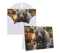KTHSNSKL Thinking of You Card with Envelopes Bear crossing the river Greeting Card 4x6 Notecards Happy Birthday Cards Wedding Blank Thank You Cards Baby Shower All Occasion GreetingCards