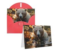 KTHSNSKL Thinking of You Card with Envelopes Bear crossing the river Greeting Card 4x6 Notecards Happy Birthday Cards Wedding Blank Thank You Cards Baby Shower All Occasion GreetingCards