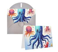 KTHSNSKL Thinking of You Card with Envelopes Colorful Squid Octopus Greeting Card 4x6 Notecards Happy Birthday Cards Wedding Blank Thank You Cards Baby Shower All Occasion GreetingCards