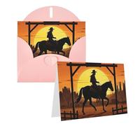 KTHSNSKL Thinking of You Card with Envelopes Cowboy Riding Ranch Desert Greeting Card 4x6 Notecards Happy Birthday Cards Wedding Blank Thank You Cards Baby Shower All Occasion GreetingCards