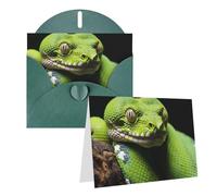 KTHSNSKL Thinking of You Card with Envelopes cute green tree python Greeting Card 4x6 Notecards Happy Birthday Cards Wedding Blank Thank You Cards Baby Shower All Occasion GreetingCards