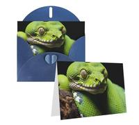 KTHSNSKL Thinking of You Card with Envelopes cute green tree python Greeting Card 4x6 Notecards Happy Birthday Cards Wedding Blank Thank You Cards Baby Shower All Occasion GreetingCards