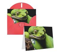 KTHSNSKL Thinking of You Card with Envelopes cute green tree python Greeting Card 4x6 Notecards Happy Birthday Cards Wedding Blank Thank You Cards Baby Shower All Occasion GreetingCards