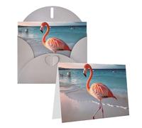 KTHSNSKL Thinking of You Card with Envelopes Flamingo on the beach Greeting Card 4x6 Notecards Happy Birthday Cards Wedding Blank Thank You Cards Baby Shower All Occasion GreetingCards