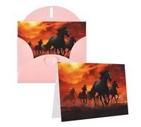 KTHSNSKL Thinking of You Card with Envelopes Horses Red Glowing Clouds Greeting Card 4x6 Notecards Happy Birthday Cards Wedding Blank Thank You Cards Baby Shower All Occasion GreetingCards