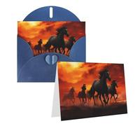 KTHSNSKL Thinking of You Card with Envelopes Horses Red Glowing Clouds Greeting Card 4x6 Notecards Happy Birthday Cards Wedding Blank Thank You Cards Baby Shower All Occasion GreetingCards