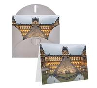 KTHSNSKL Thinking of You Card with Envelopes Louvre Museum in Paris Greeting Card 4x6 Notecards Happy Birthday Cards Wedding Blank Thank You Cards Baby Shower All Occasion GreetingCards