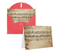 KTHSNSKL Thinking of You Card with Envelopes Music Notes on Old Paper Greeting Card 4x6 Notecards Happy Birthday Cards Wedding Blank Thank You Cards Baby Shower All Occasion GreetingCards
