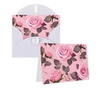 KTHSNSKL Thinking of You Card with Envelopes Pretty Pink Roses Greeting Card 4x6 Notecards Happy Birthday Cards Wedding Blank Thank You Cards Baby Shower All Occasion GreetingCards