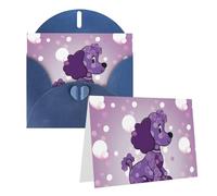 KTHSNSKL Thinking of You Card with Envelopes purple Poodle Polka Dot Greeting Card 4x6 Notecards Happy Birthday Cards Wedding Blank Thank You Cards Baby Shower All Occasion GreetingCards
