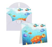 KTHSNSKL Thinking of You Card with Envelopes Turtle and Fish Greeting Card 4x6 Notecards Happy Birthday Cards Wedding Blank Thank You Cards Baby Shower All Occasion GreetingCards