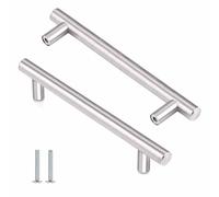 KTHZI 2 Pack Kitchen Cupboard Handles,Stainless Steel Handles Cabinet T Bar Knobs,Furniture Handles for Steel Kitchen Door,Drawer,Wardrobe,Brushed Cabinet(Hole Centre 128mm)